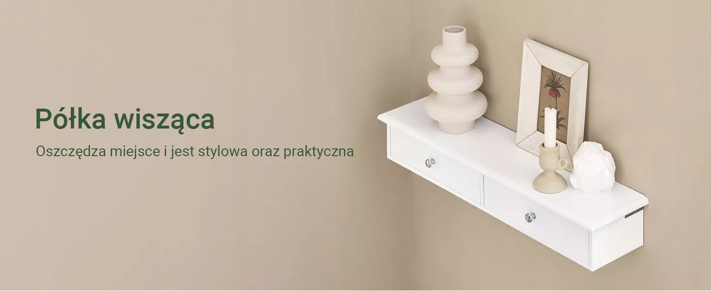 Sobuy Baltas sieninis pakabinamas su 2 stalčiais lentynų stovas svetainei FRG43-W