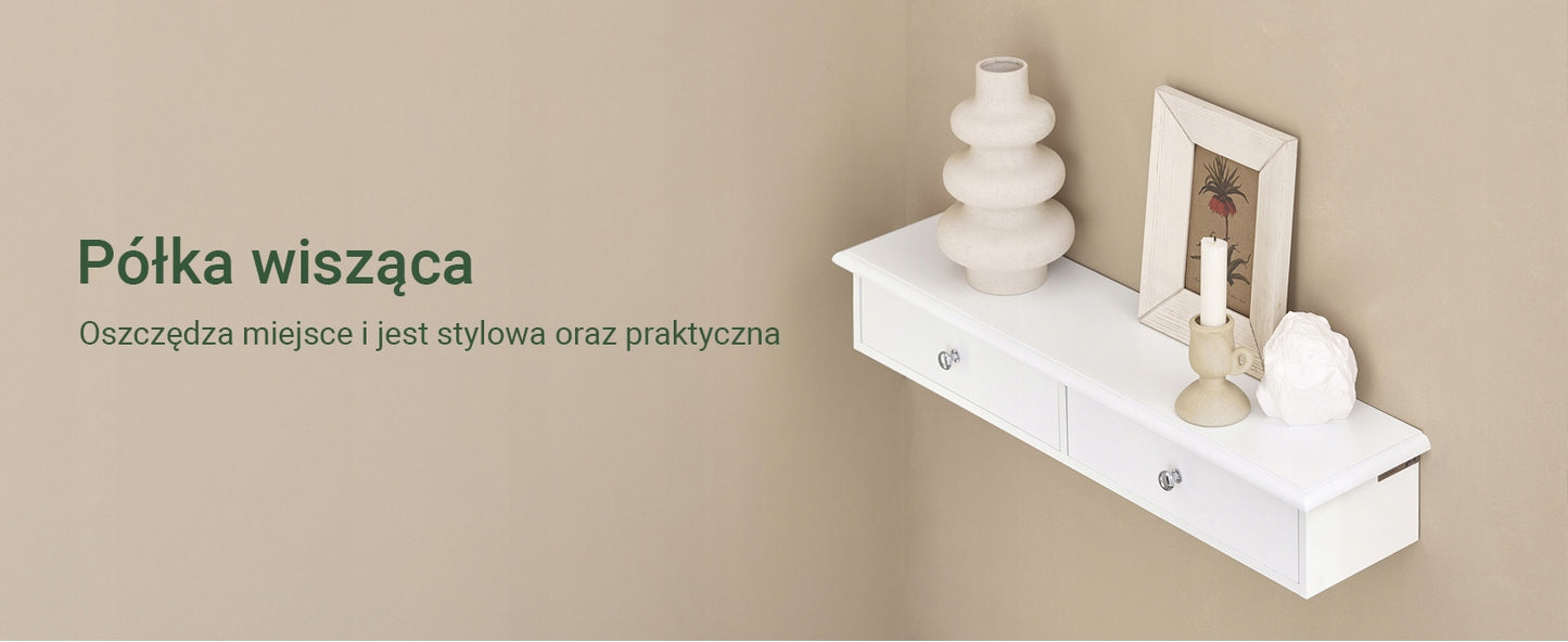 Sobuy Baltas sieninis pakabinamas su 2 stalčiais lentynų stovas svetainei FRG43-W