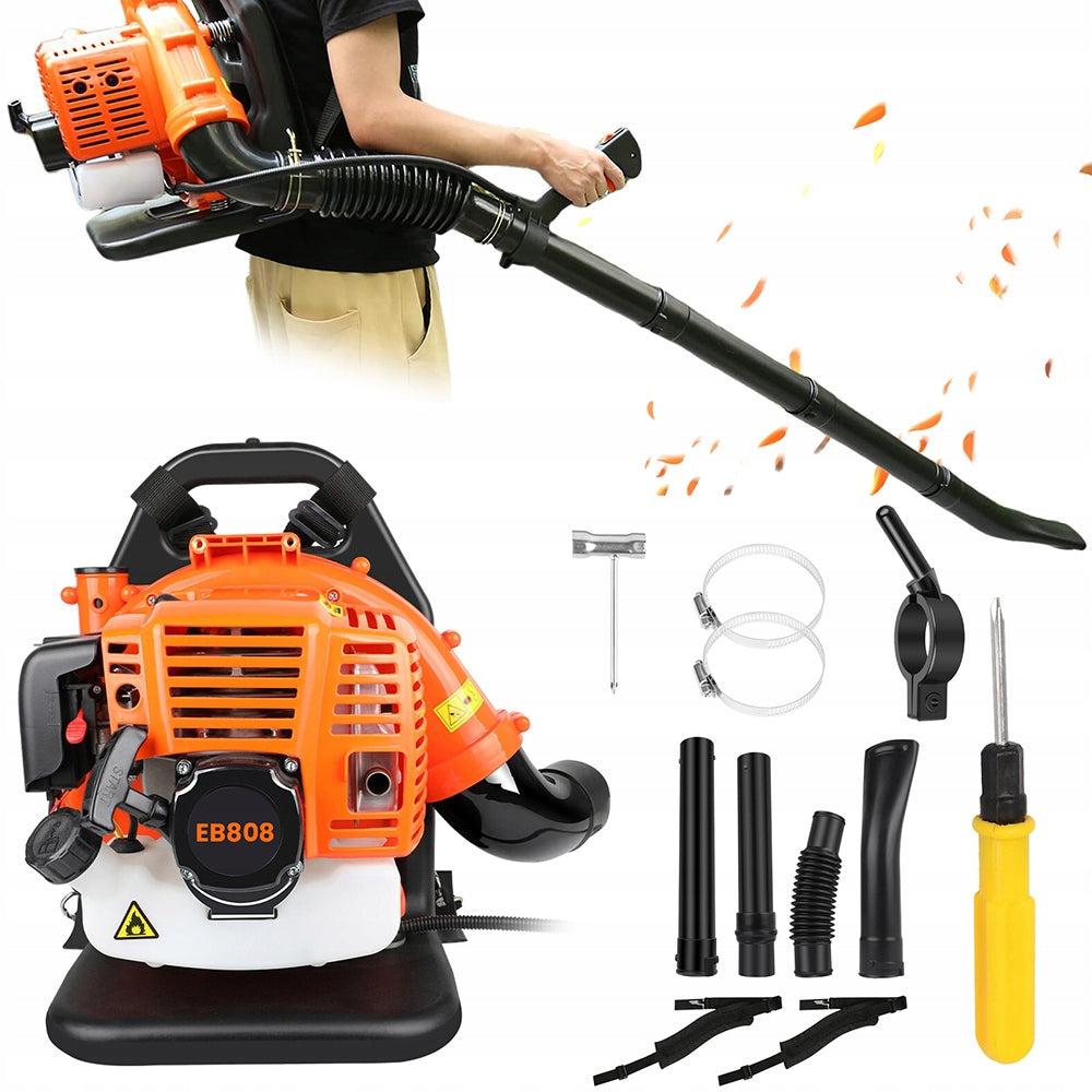 Benzininis lapų, sniego ir smėlio pūstuvas, didelis komplektas, galingas