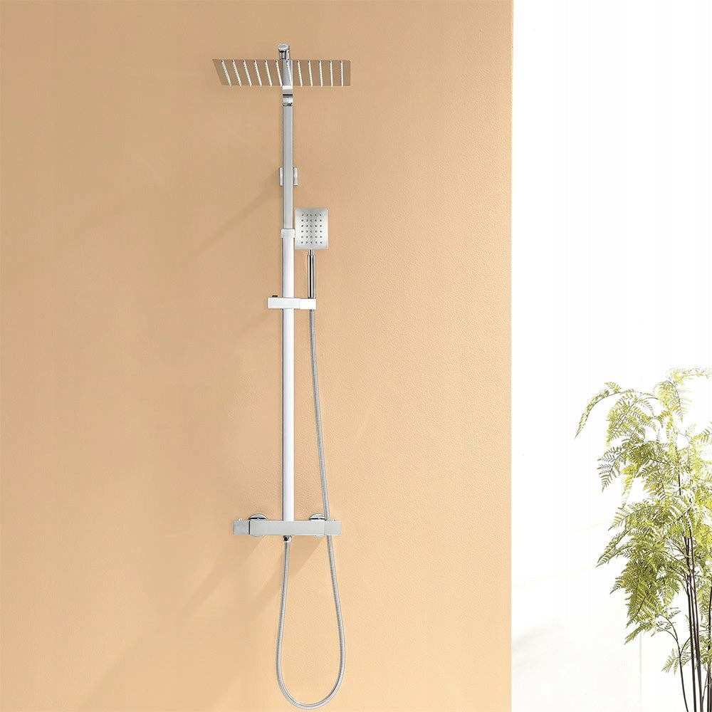 Dušo komplektas su termostatu iš nerūdijančio plieno, reguliuojamas aukštis 96,5–130 cm