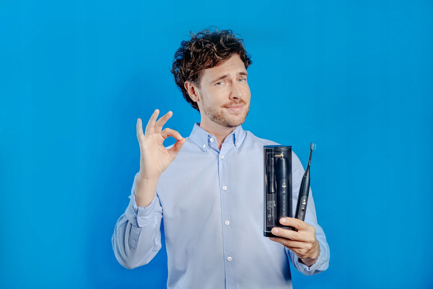 2 vnt. Elektrinis soninis dantų šepetėlis OMEO +365 UV dezinfekcinis įrenginys Juodas