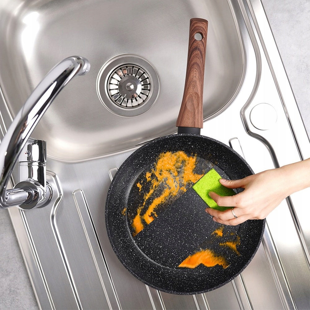 3x GRANITINĖ keptuvė keptuvės komplektas 20 24 28 cm + keptuvė kiaušiniams