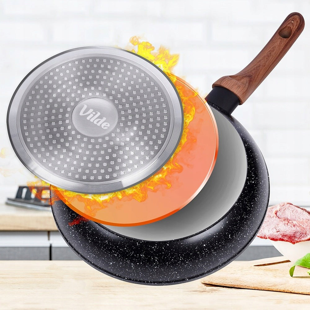 3x GRANITINĖ keptuvė keptuvės komplektas 20 24 28 cm + keptuvė kiaušiniams