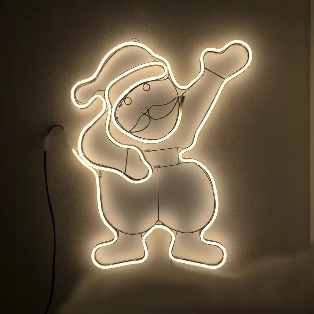 50 cm kabantis LED neoninis Kalėdų Senelis langui, šiltai balta šviesa