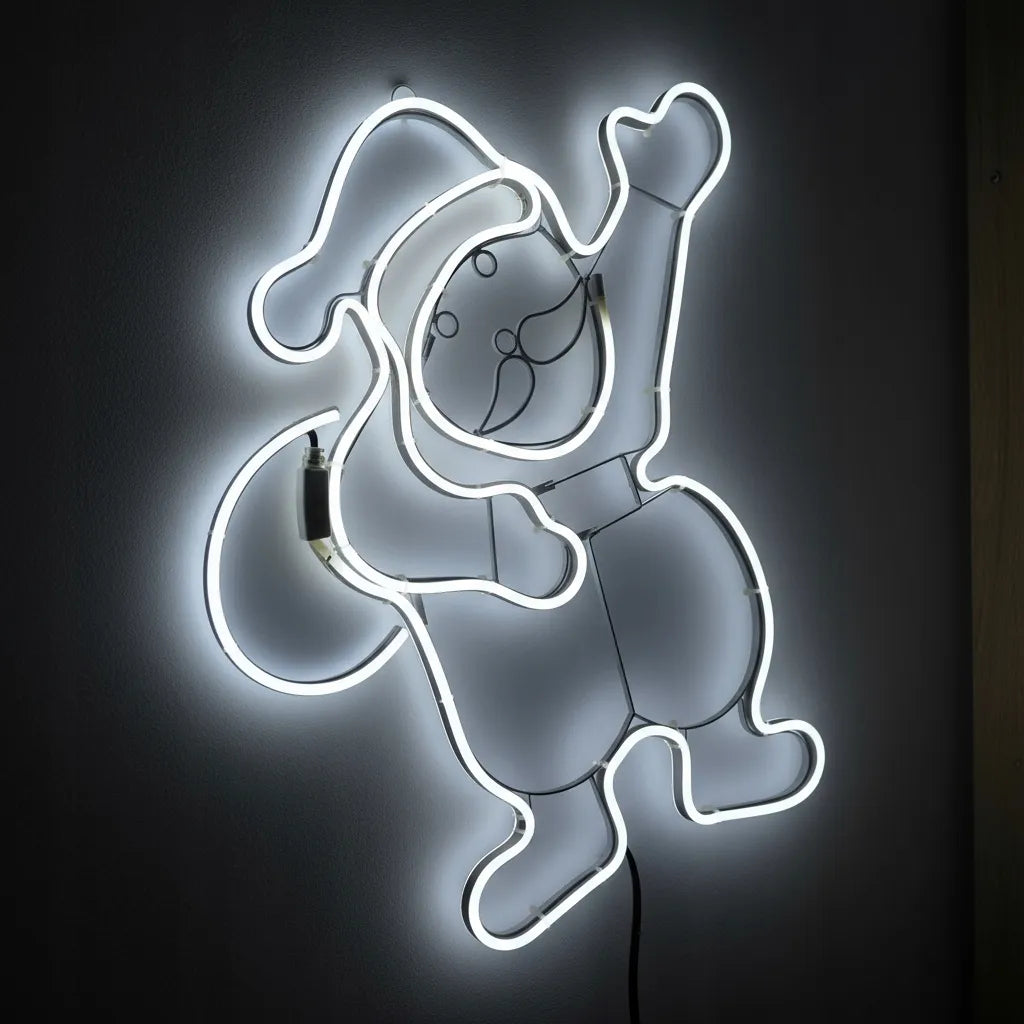 50 cm pakabinamas LED šviečiantis Kalėdų Senelis langui, šaltai balta šviesa