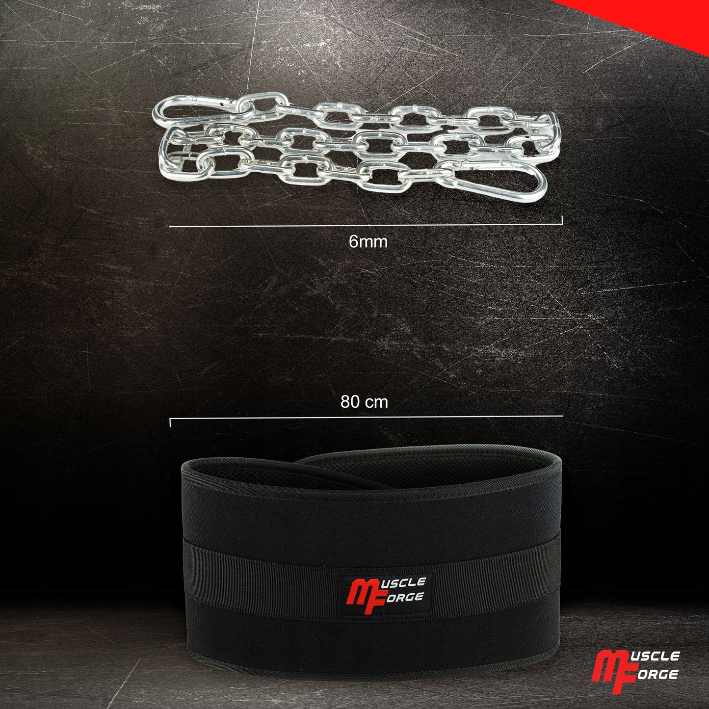 Diržas Dips papildomam svoriui, tvirtas, 240 kg, su grandine