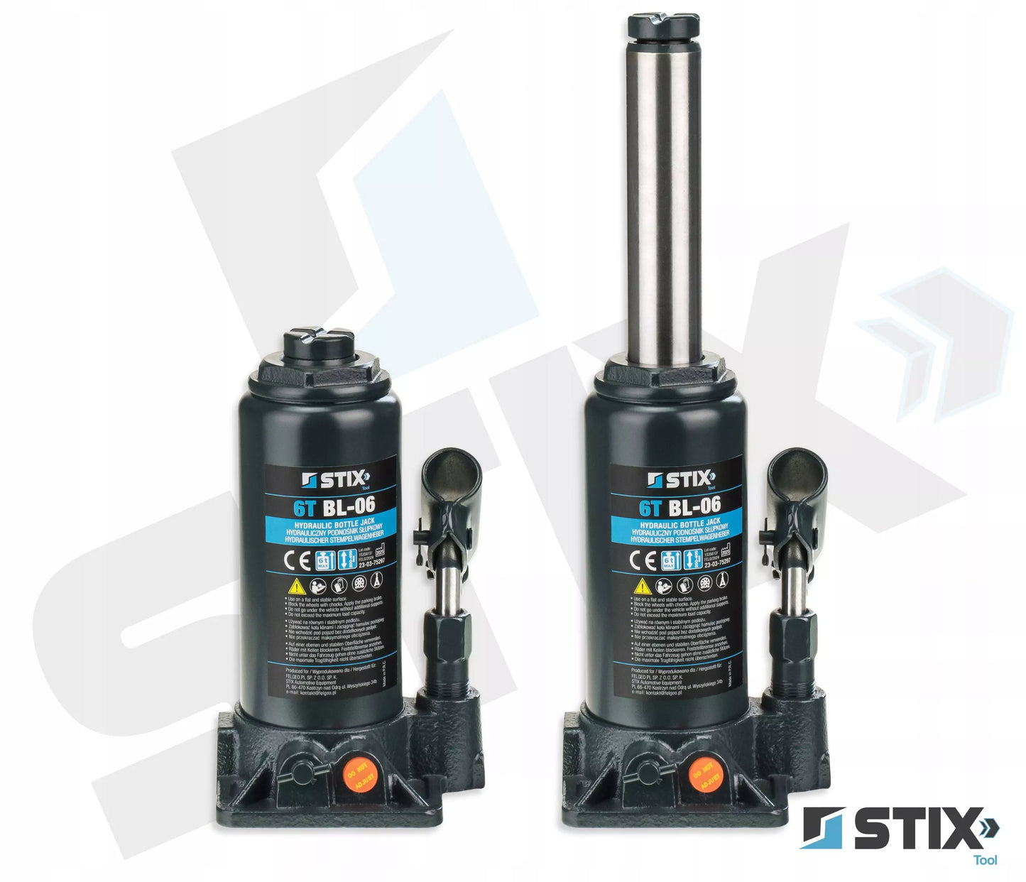 Stulpinių keltuvų 6T 200-405mm butelinis dviejų pakopų domkratas BL-06 STIX