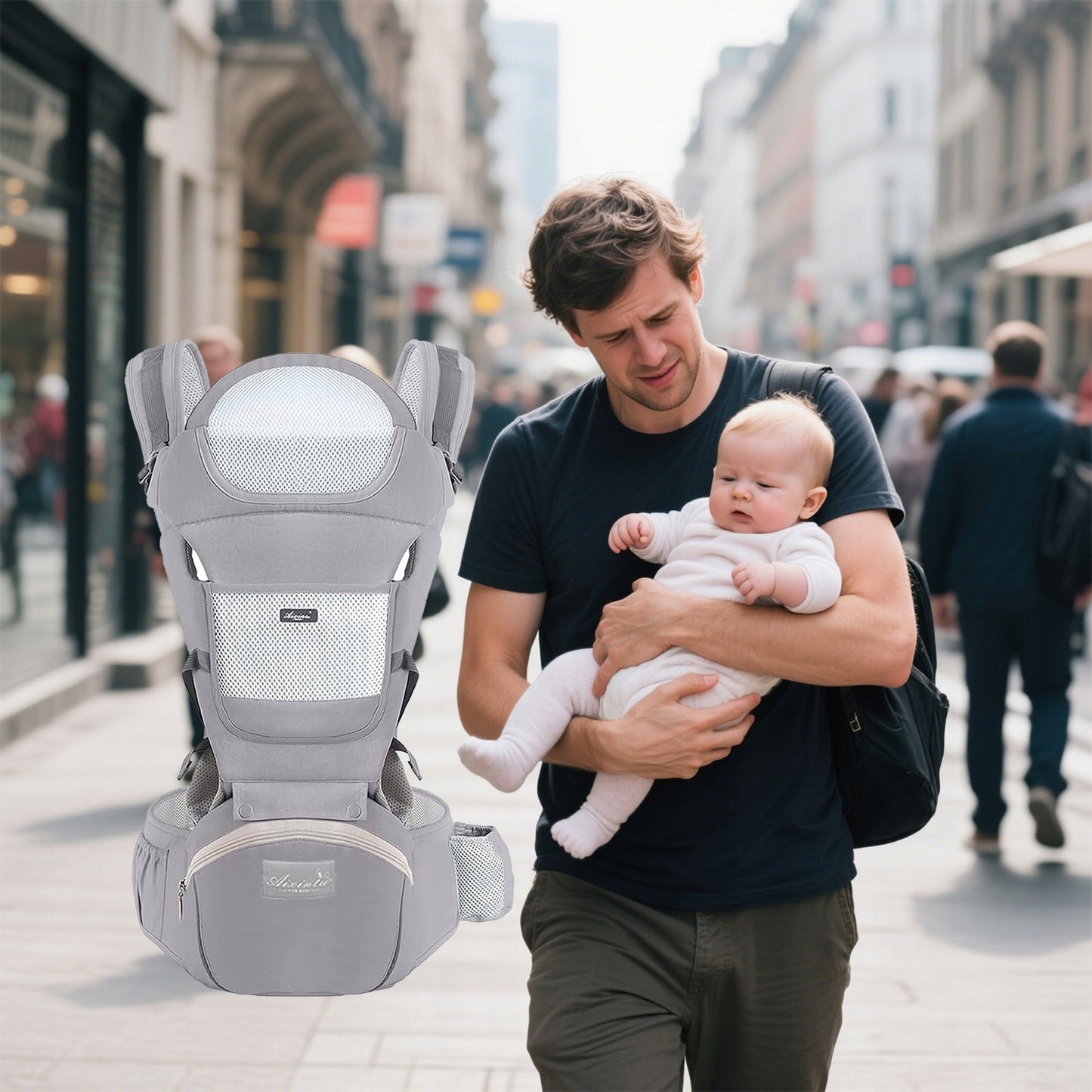 ERGONOMIŠKA KŪDIKIO NEŠYNĖLĖ 15-IN-1, DĖVĖJIMUI ANT NUGAROS IR PRIEKIO, DAUGIAFUNKCINĖ