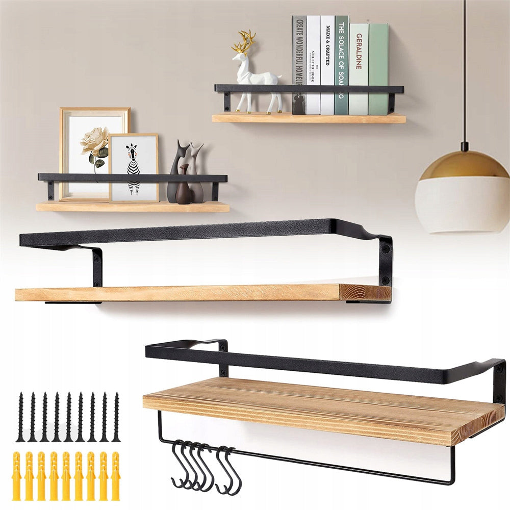 2 vnt. sieninės lentynos rinkinys, pakabinamos, su skersiniu, virtuvės sieninė lentyna