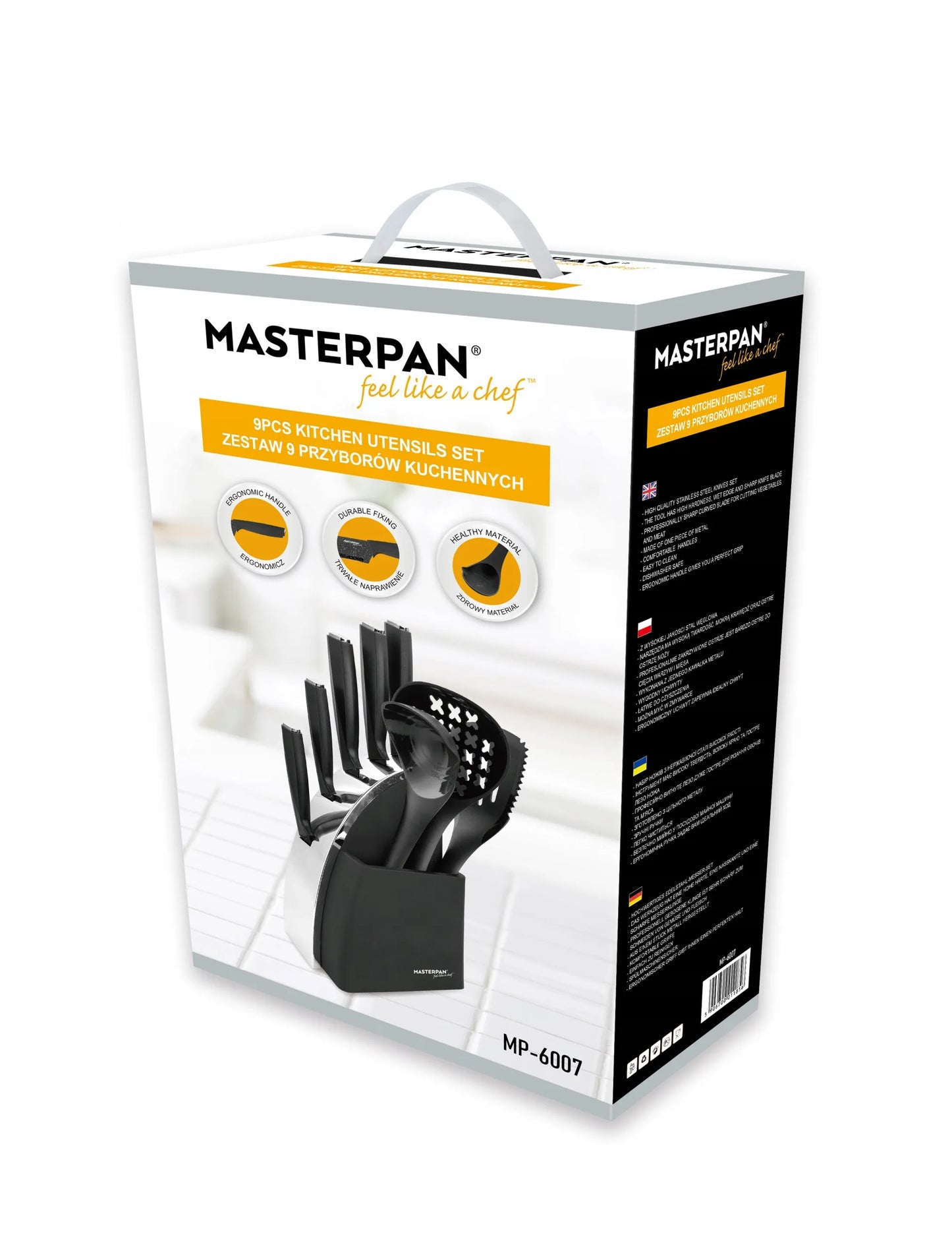 9 dalių peilių ir virtuvės įrankių rinkinys su stovu MASTERPAN