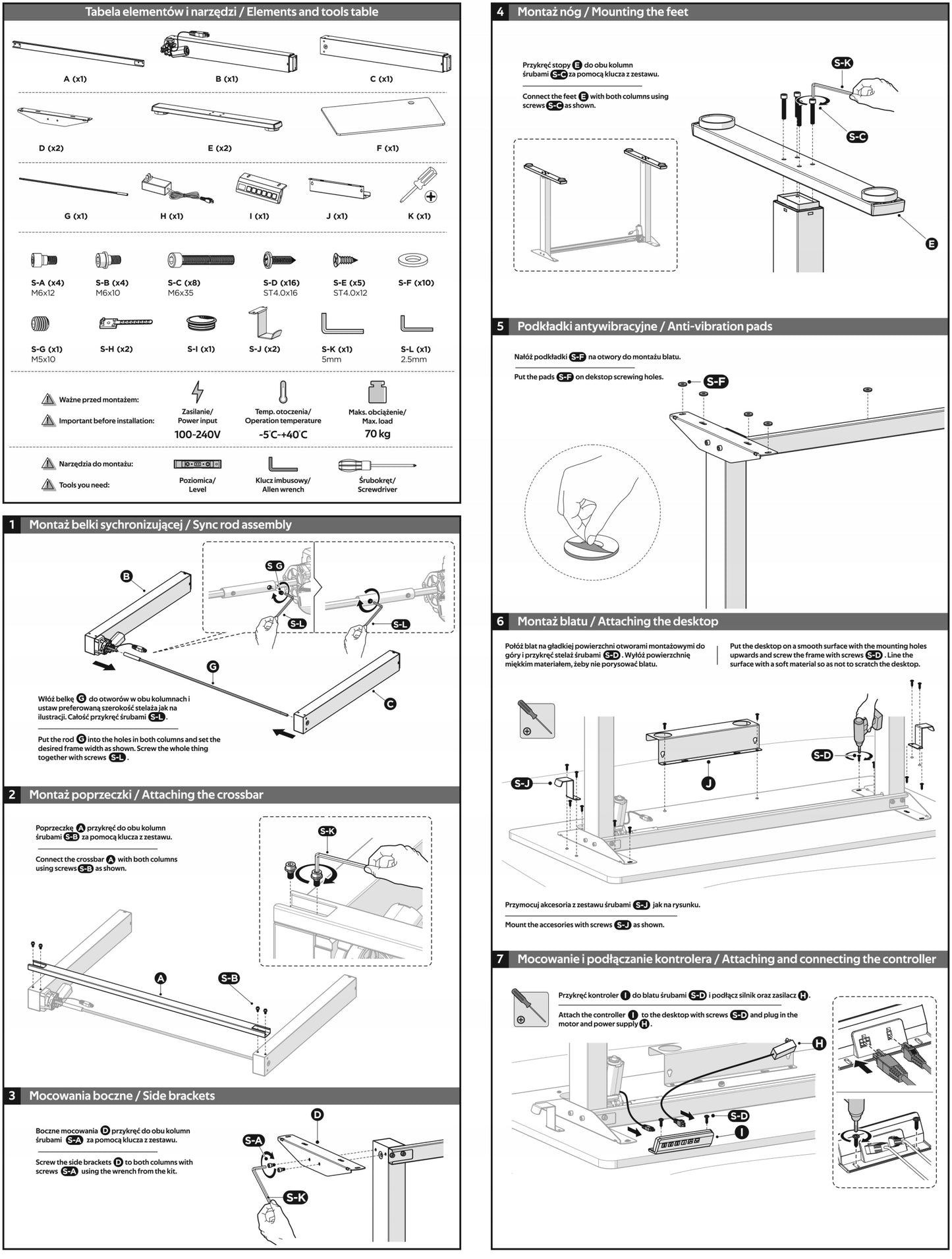 Elektrinis reguliuojamas stalas Control+ 120/60 LVNSystem baltas reg. 73-122