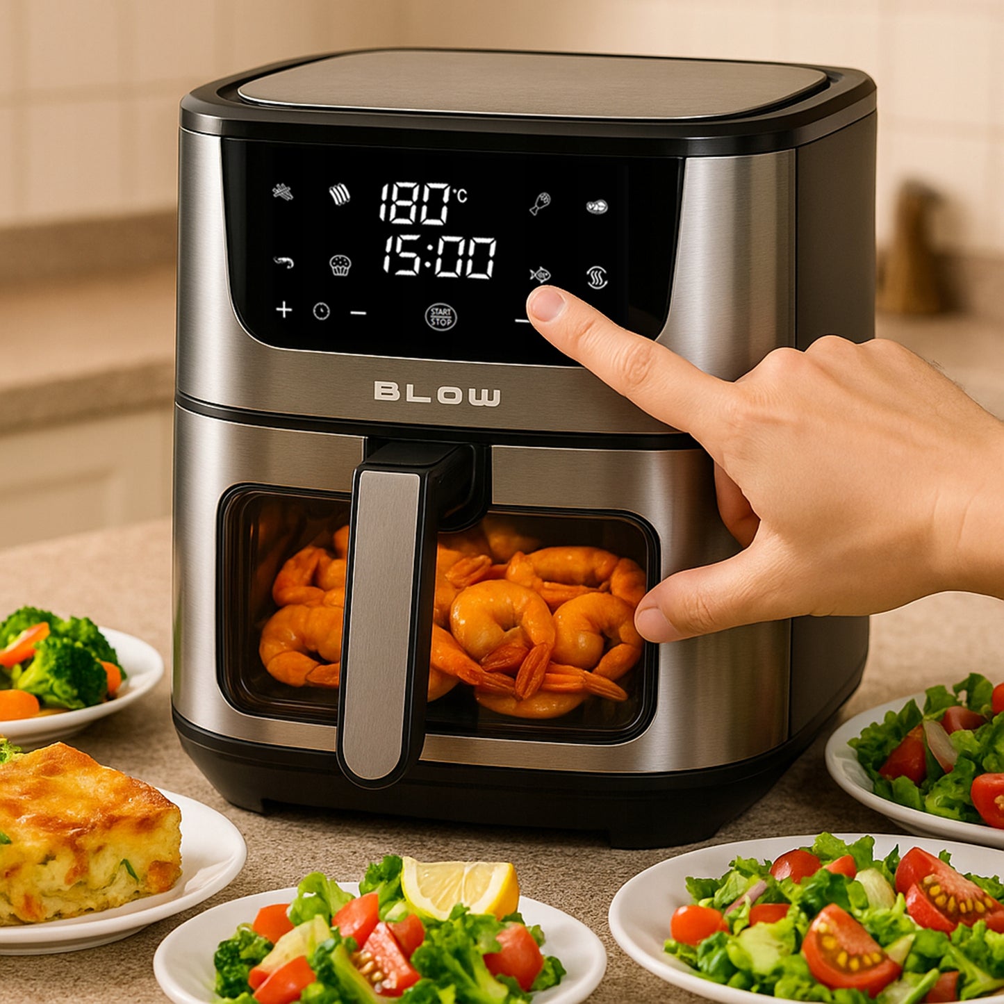 ORO GRYTUVE AIR FRYER, BE ALIEJAUS, DIDELIS XL KORPELIS 8L, 2 kaitinimo elementai, Galingas 2500W
