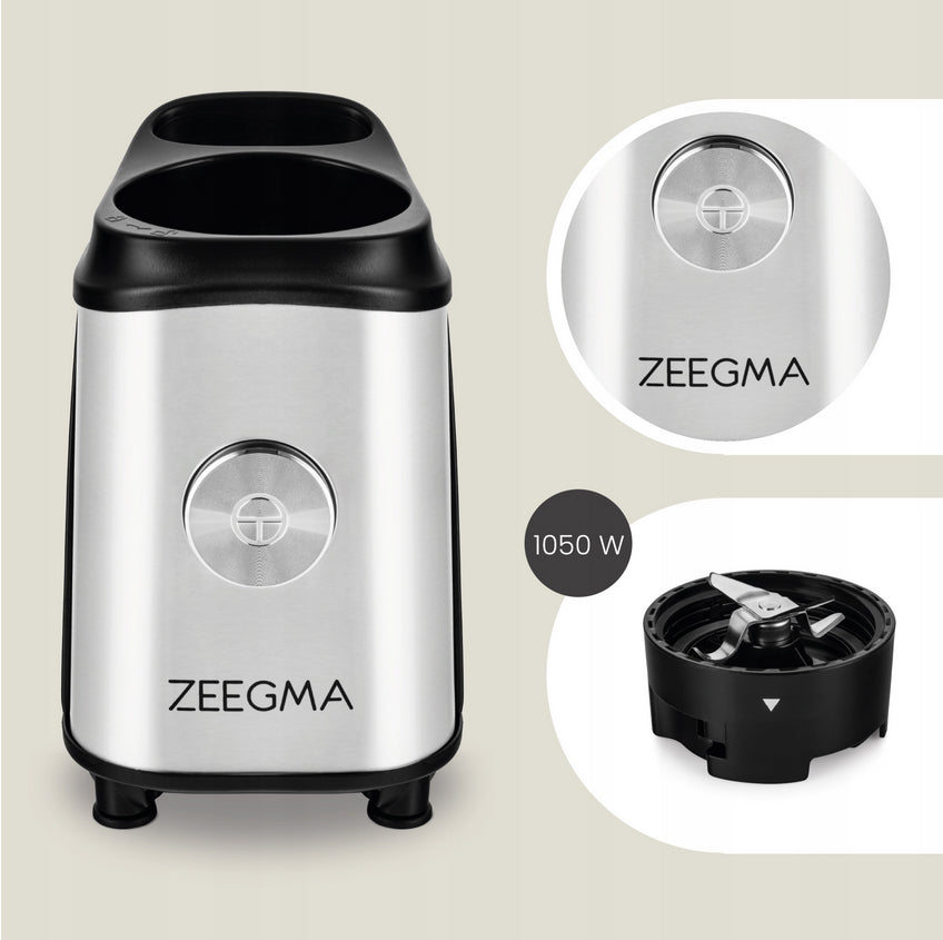 Stiklinis blenderis, kavos malūnėlis, 4in1 mikseris 1050W ZEEGMA