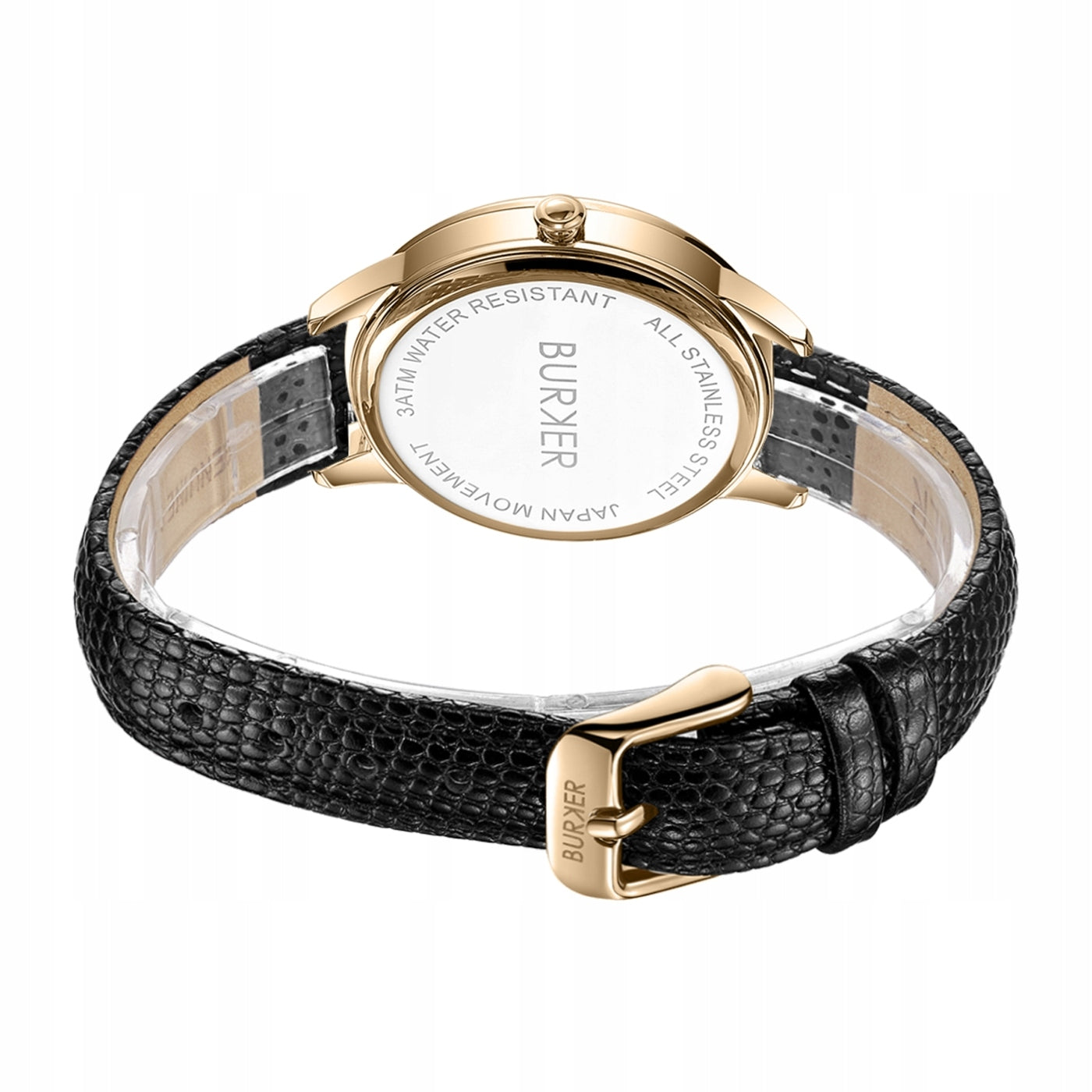 BURKER Moteriškas laikrodis Emily - Odinis dirželis - Auksinė-juoda oda