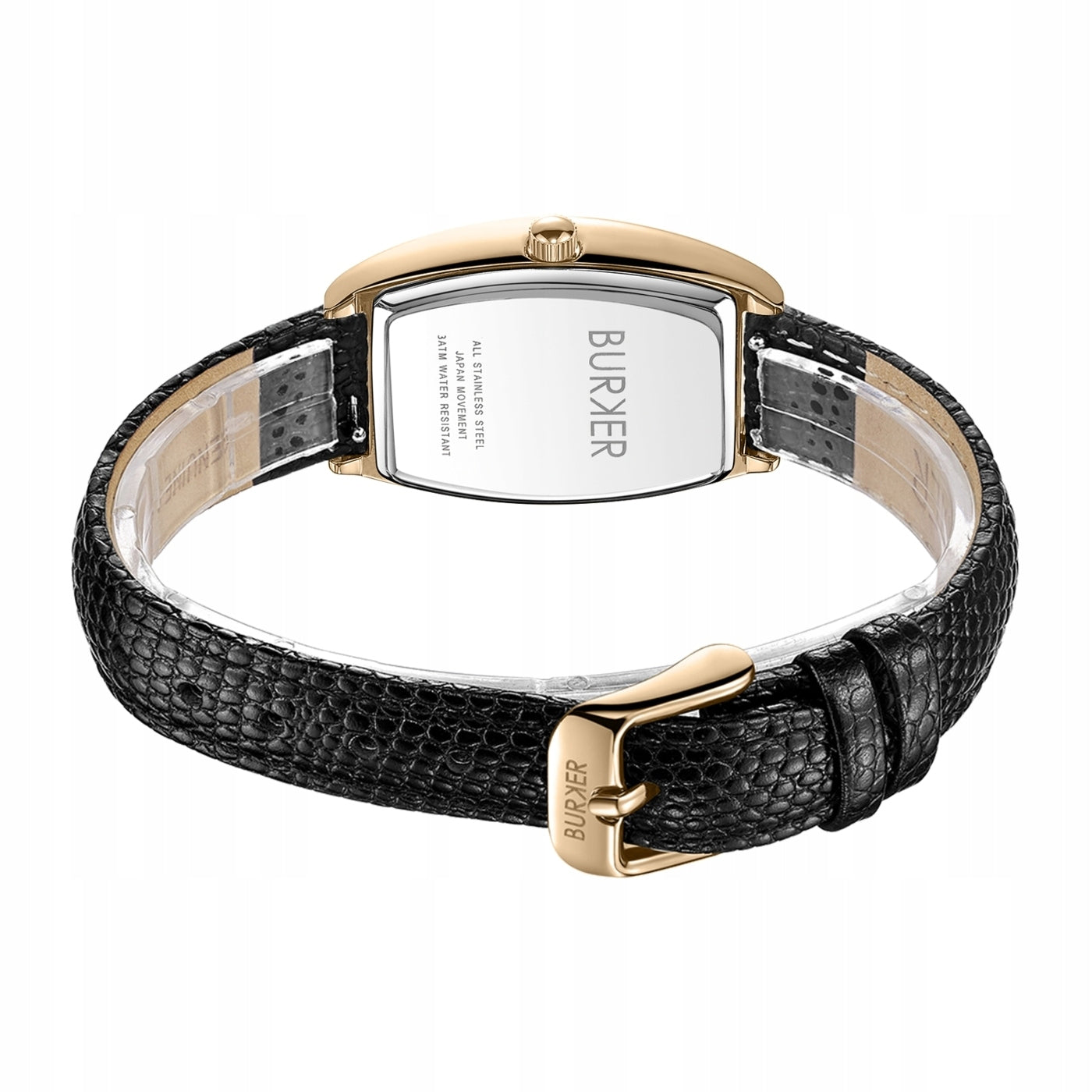 BURKER Moteriškas laikrodis - Odinis dirželis - Grace Aukso ir juodos odos
