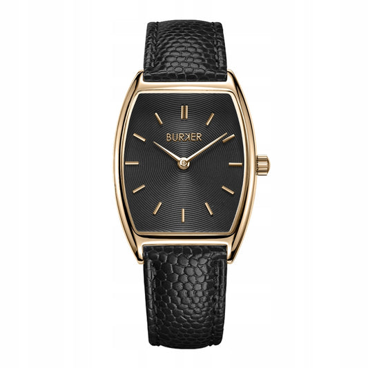 BURKER Moteriškas laikrodis - Odinis dirželis - Grace Aukso ir juodos odos