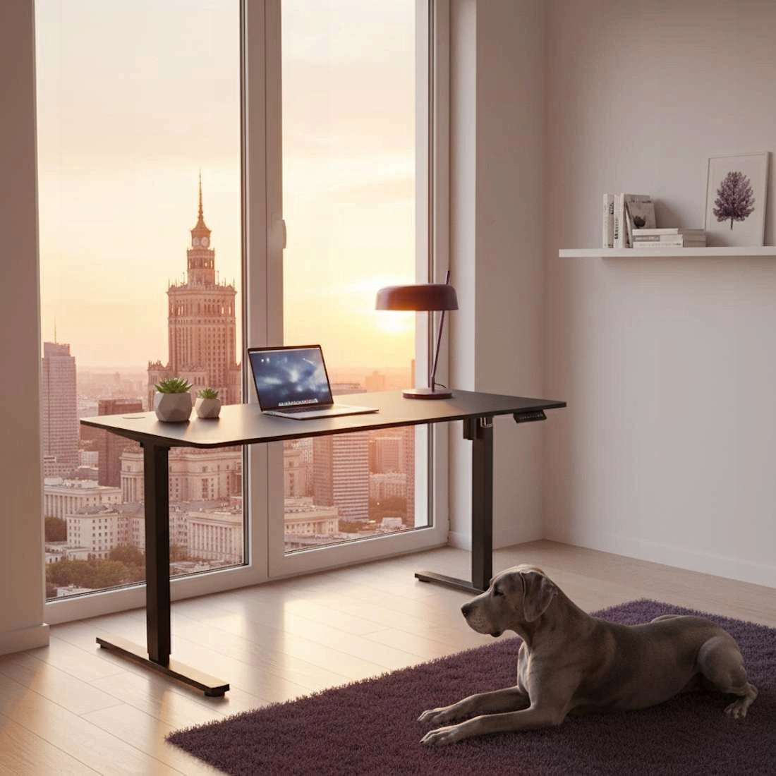 Elektrinis reguliuojamas stalas 160x80cm 80KG LED panelė Spacetronik juodas