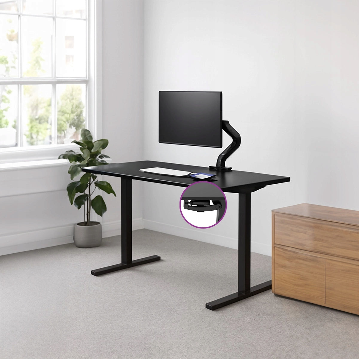 Stalas su aukščio reguliavimu 140x60, rankinis, 40 kg, keliamasis Spacetronik