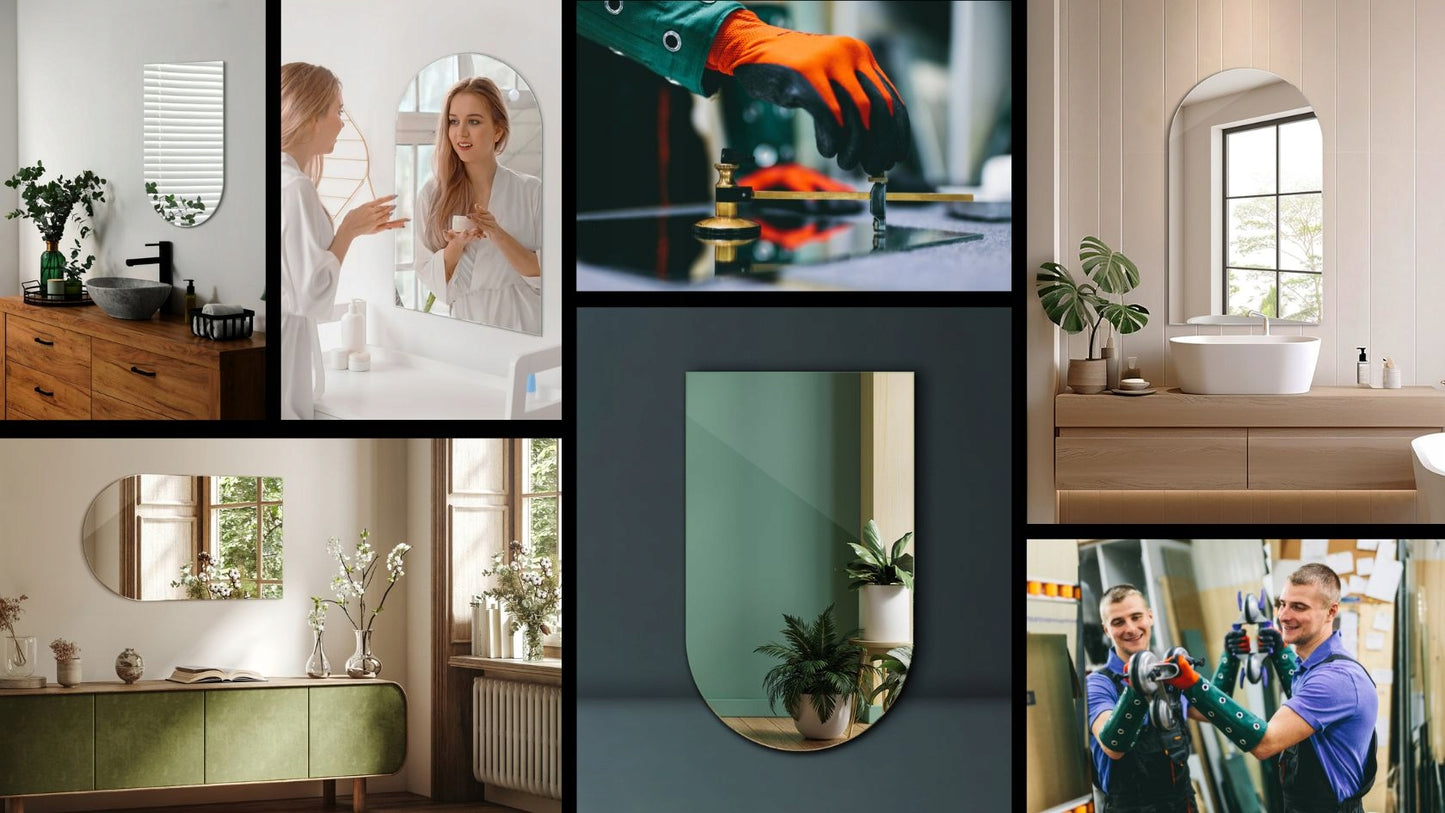 Dekoratyvinis didelis ovalus loftinio stiliaus veidrodis su nuožulniu kraštu montavimui ant sienos 60x100 cm