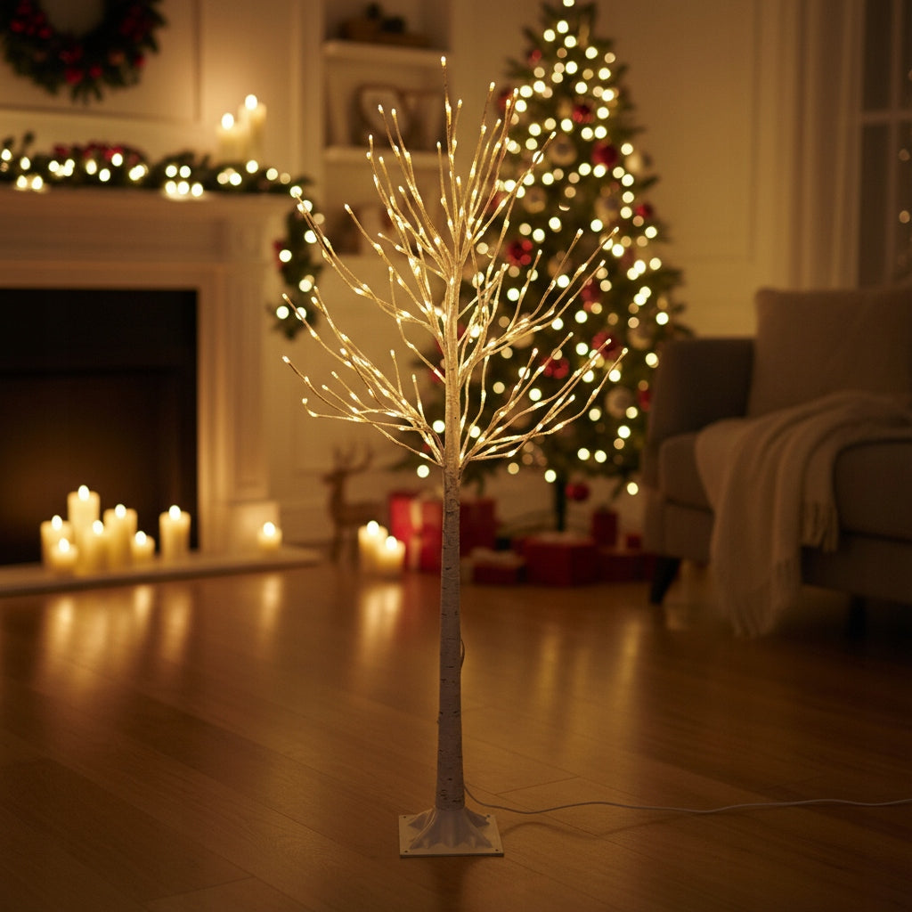 Kalėdinė dekoratyvinė eglutė LED BERŽAS 150 cm, šiltai baltos spalvos lemputės