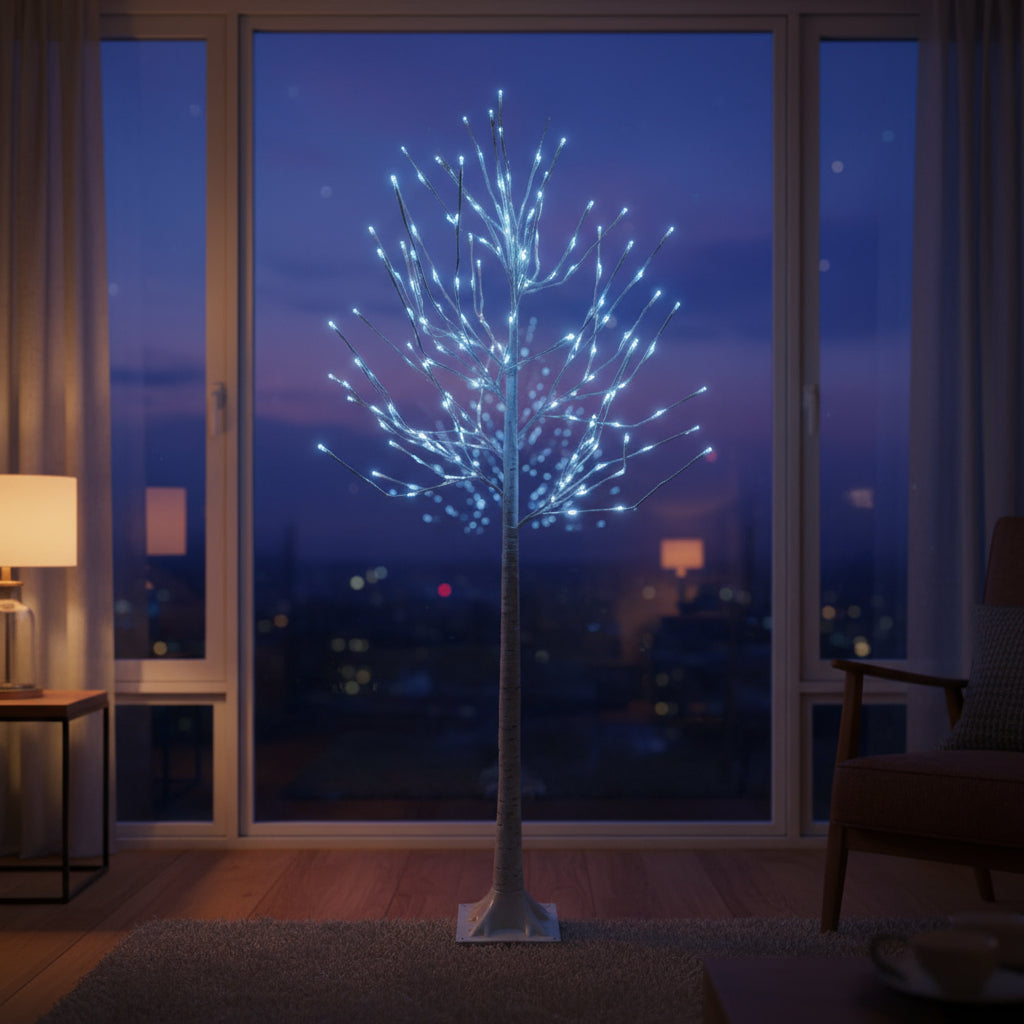 Kalėdinė dekoratyvinė LED eglutė - "Beržas" 150 cm, vėsiai baltos švieselės