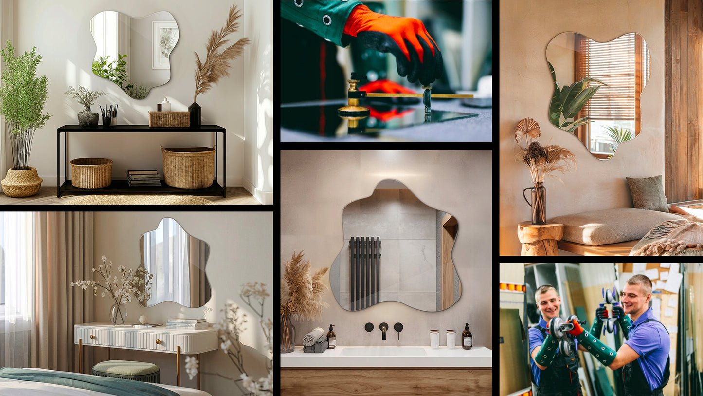 Didelis dizainerio netaisyklingas modernus organinis veidrodis dėmė 77x77