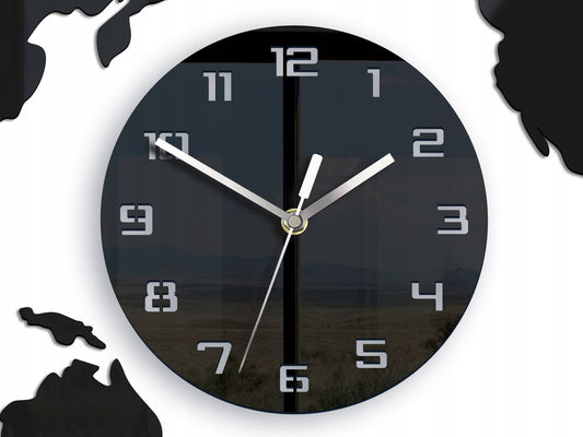 Didelis sieninis laikrodis "Žemėlapio" dizainas 80x40 Modernus 3D Tylus