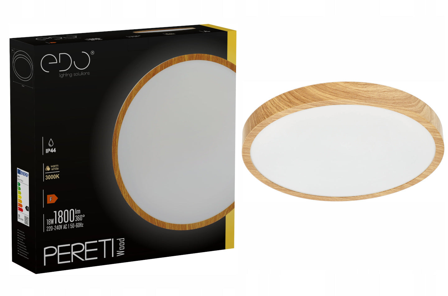 EDO Lubinis LED šviestuvas PERETI 18W 3000K IP44 Medinis 29,5cm