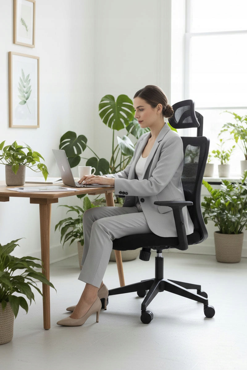 Ergonomiška biuro kėdė FXB004 su reguliuojamais porankiais ir galvos atrama, BHP