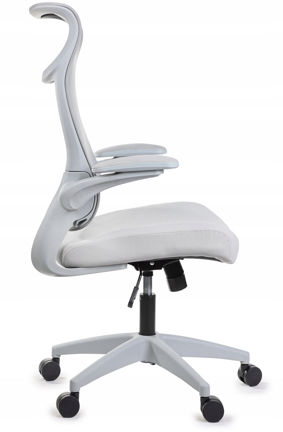 Ergonomiškas pilkas biuro krėslas FHX011, reguliuojami porankiai, darbo sauga, pilkas