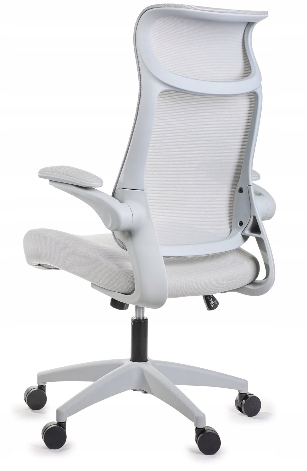 Ergonomiškas pilkas biuro krėslas FHX011, reguliuojami porankiai, darbo sauga, pilkas