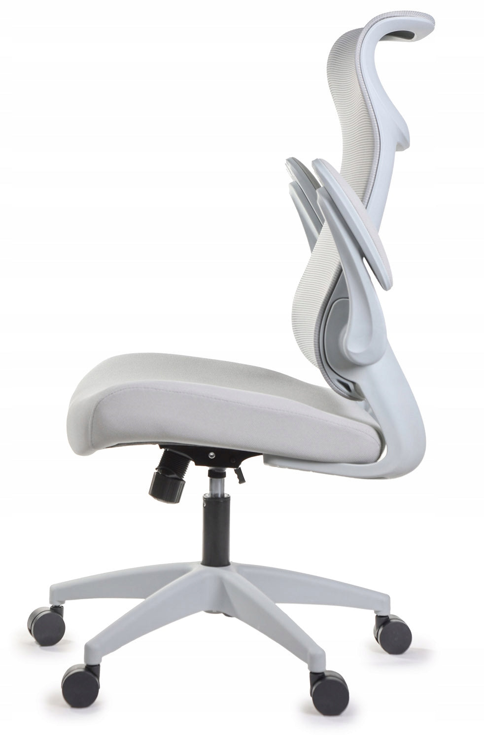 Ergonomiškas pilkas biuro krėslas FHX011, reguliuojami porankiai, darbo sauga, pilkas