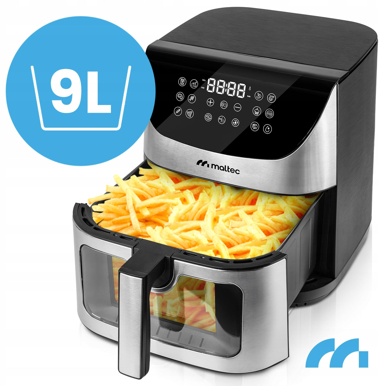 BE matou*riebalų* gruzdintuvė 9 L, didelė, galinga, su langu, 1800 W