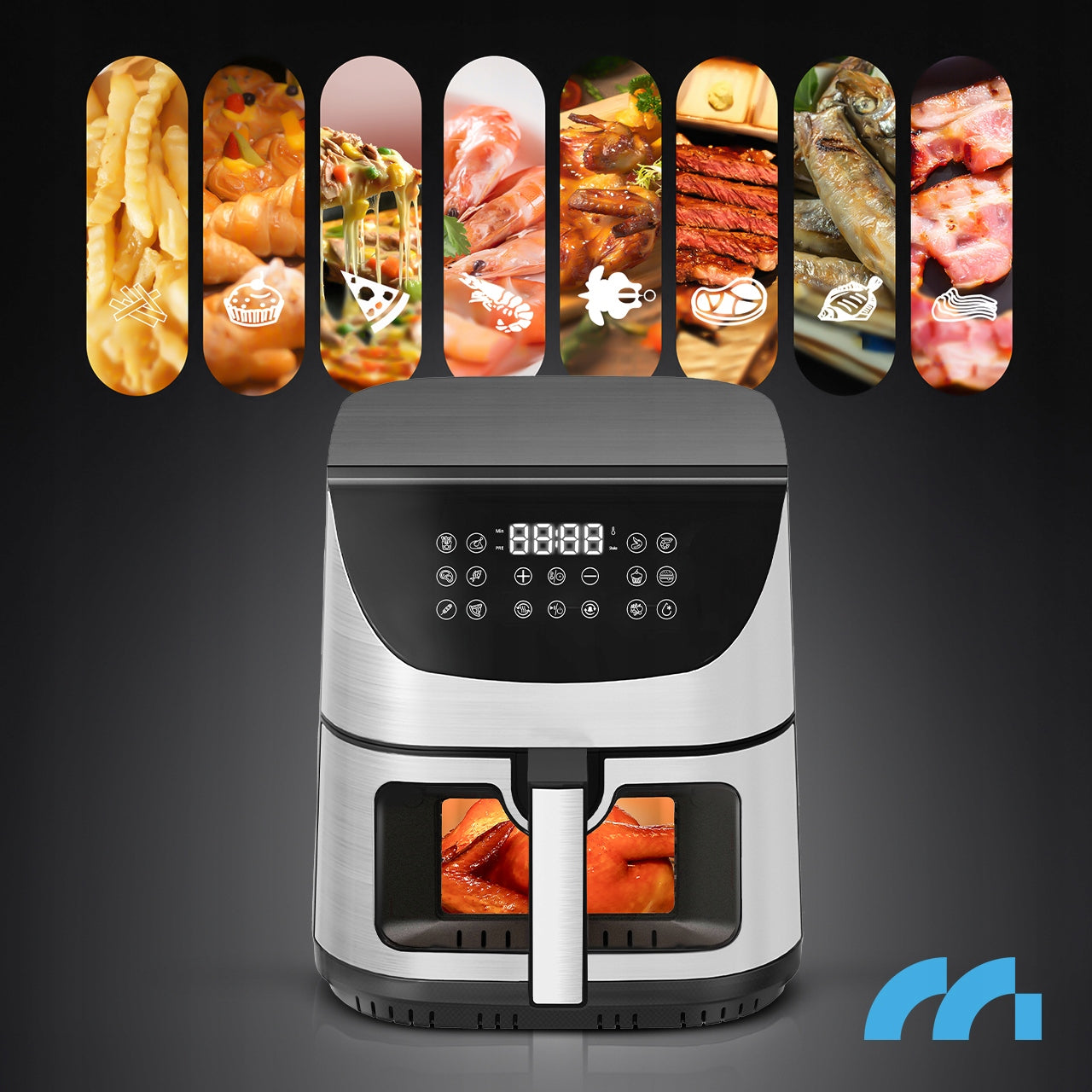 BE matou*riebalų* gruzdintuvė 9 L, didelė, galinga, su langu, 1800 W