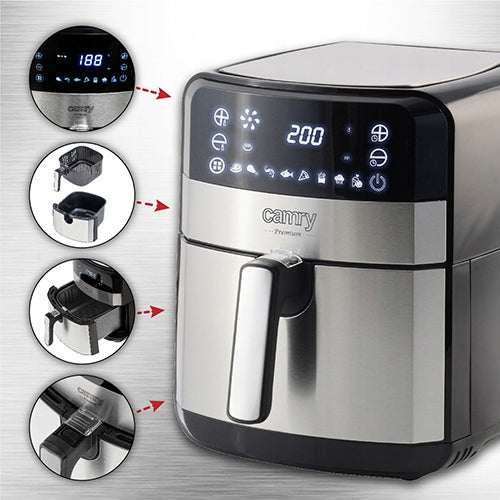 Bekondensinis gruzdintuvas 5L Airfryer 9 PROGRAMOS laikmatis LED Camry CR6311