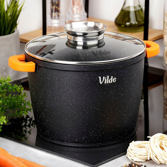 GRANITINIS puodas su dangčiu virimui, troškinimui, kepimui 24 cm 6,7L