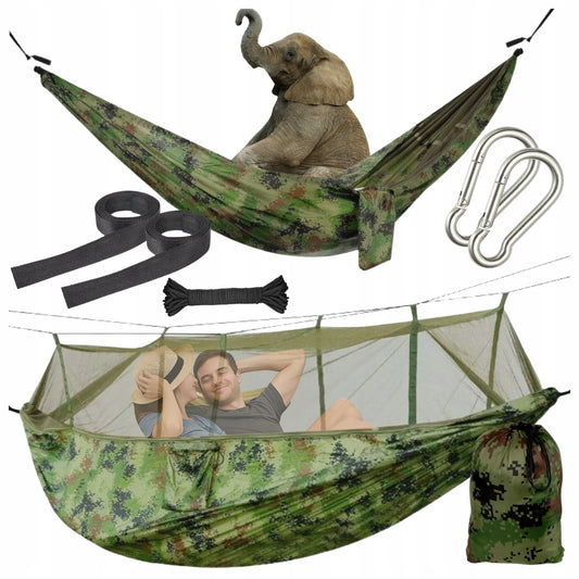 Dviejų asmenų hamakas 260x140 su moskitų tinklu SURVIVAL