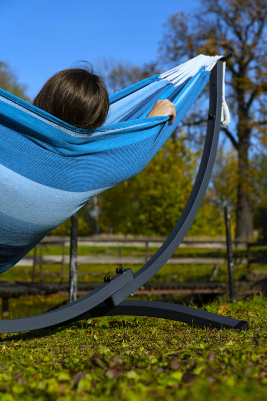 Sodo, terasos hamakas + plieninis stovas hamakui iki 200 kg POTENZA