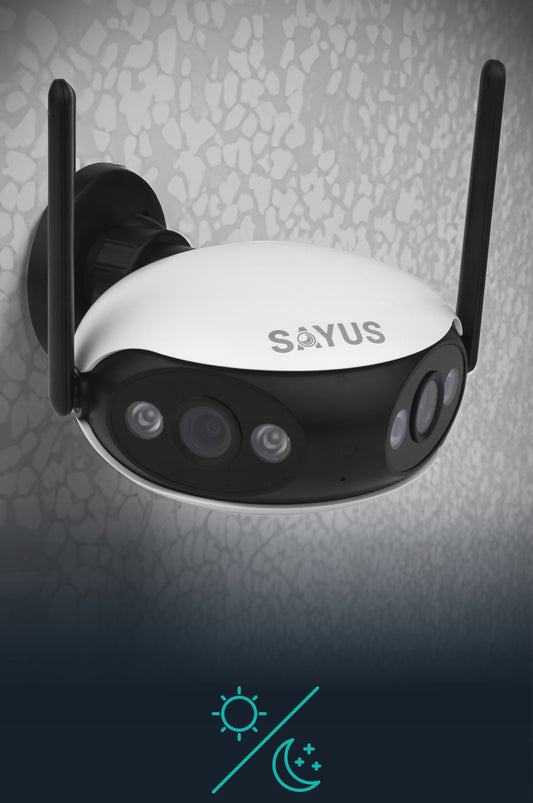 Lauko kamera 4MPx IP Wi-Fi, plačia kampo, panoraminė 165°, dviejų objektyvų