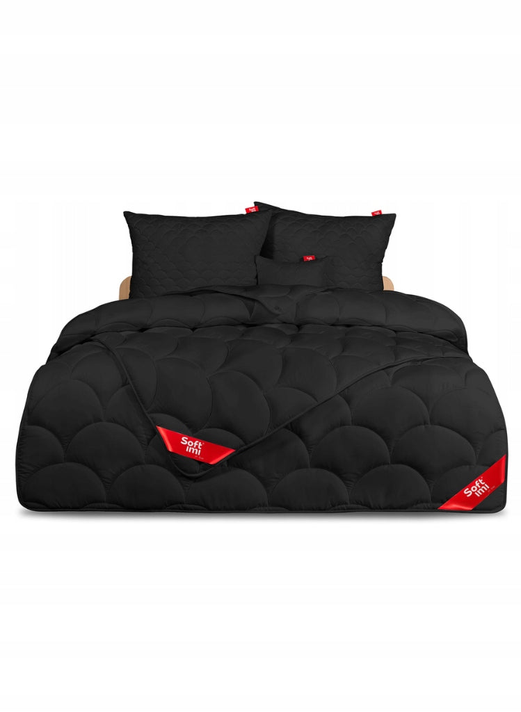 Visasezoninė antialerginė antklodė 200x220 + 2 pagalvės 70x80 juodas rinkinys