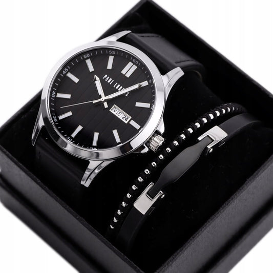 VYRIŠKAS DOVANŲ KOMPLEKTAS PAUL LORENS - Laikrodis + Apyrankė (zg374e)