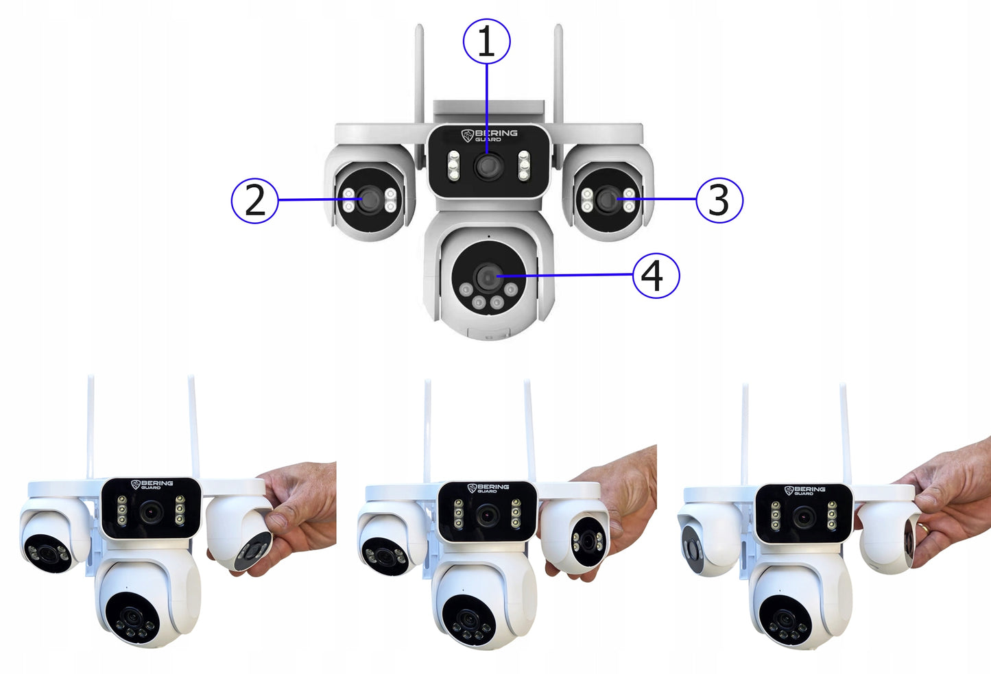 Lauko kamera 4 NEPRIKLAUSOMOS KAMEROS SUKAMA 6MPX LAN WiFi Zoom BERING