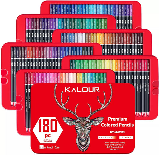 Profesionalūs pieštukiniai pieštukai Kalour piešimo rinkinys 180 vnt. dovana