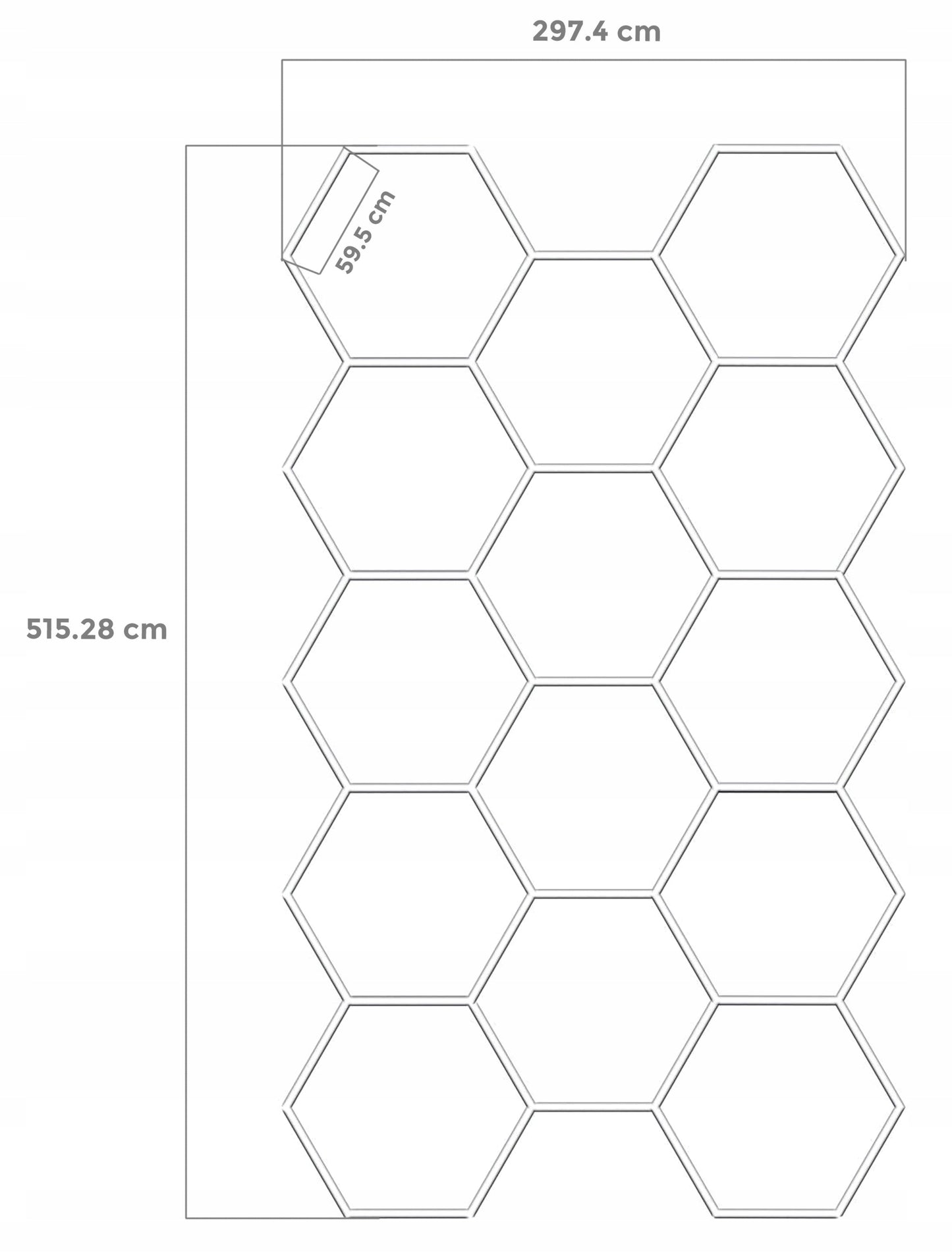HEXAGON LED Panel apšvietimas Dirbtuvių Garažo Namų 297 x 515 5500-6000K