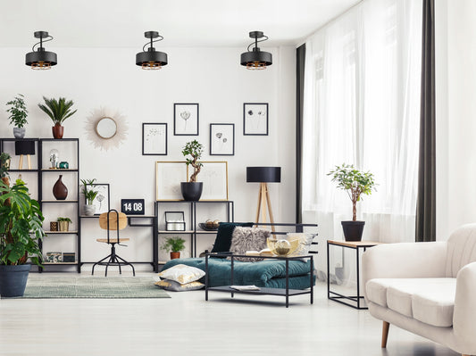 Lubinis šviestuvų plafonas metalinis juodas su variu