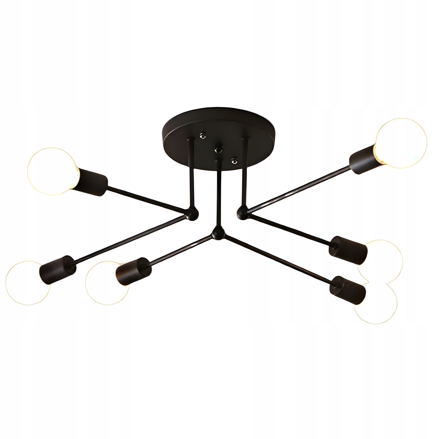 Lubinis kabantis šviestuvas, juodas, baltos rutulys, LED, 6xE27, metalinis, lofto stilius