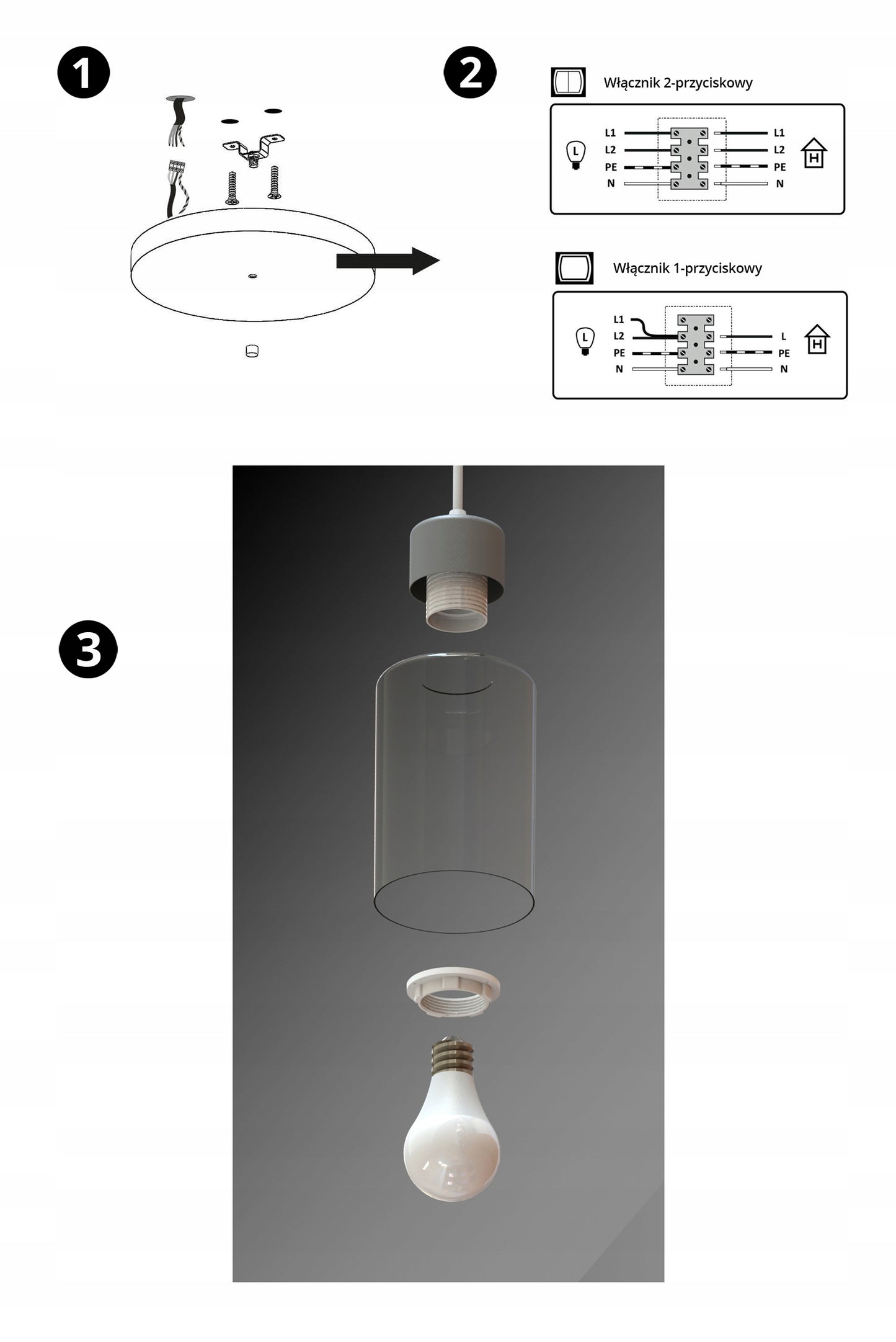 Pakabinamas lubinis šviestuvas liustra juodas stiklinis Glass Tube 535-EZ3 LED E27