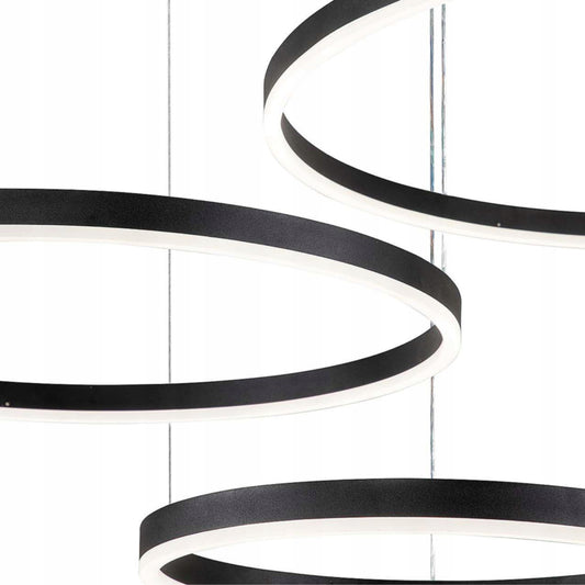 Pakabinama lubinė lempa 3 žiedai juoda LED PILOT moderni 40/60/80cm