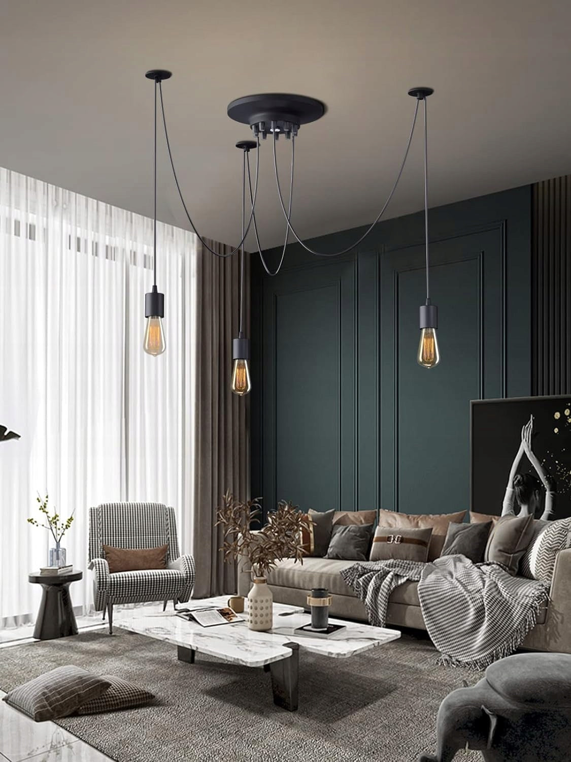 Lubinis pakabinamas šviestuvas "Voras" 3x E27 LED liustra loft SuperLED