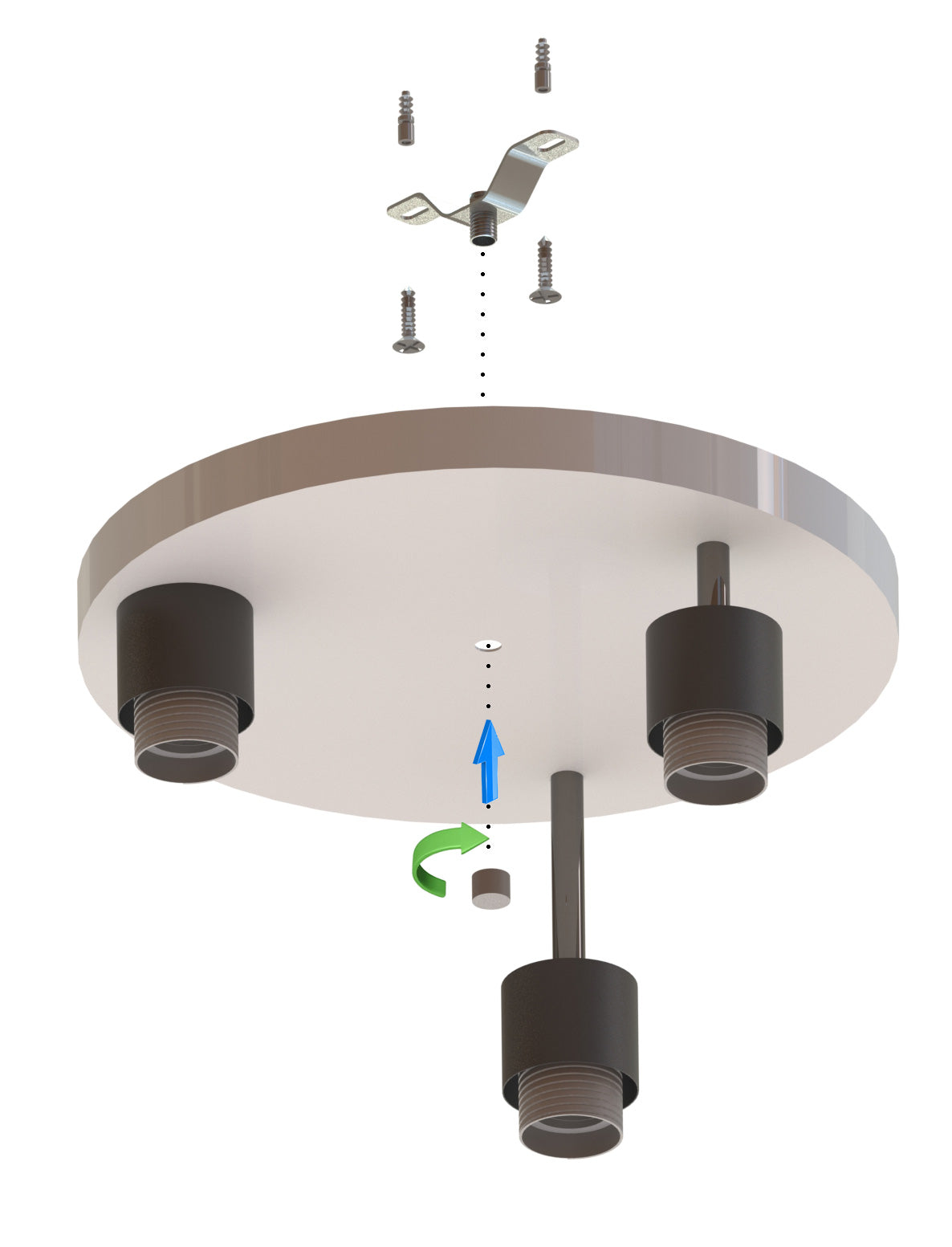 Lubinis šviestuvas Liustra Plafonas Metalinis LOFT LED 3xE27 juodas 382-E3 SPOT